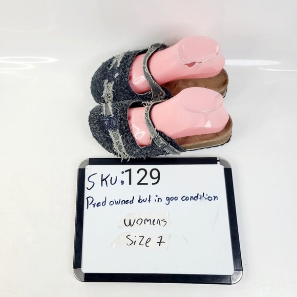 Birki's Women's Black Maria Fuzzy Denim Slip-On Casual Clogs Size US 7 - Picture 5 of 5